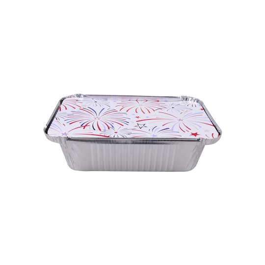 July 4th Fireworks Foil Pans by Celebrate It&#x2122; Red, White &#x26; Blue, 4ct.